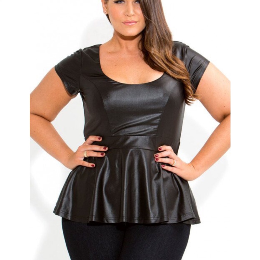 Wet Look Peplum Top 18